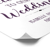 Poster Panneau Mariage de bienvenue couleur rose violet (Coin)
