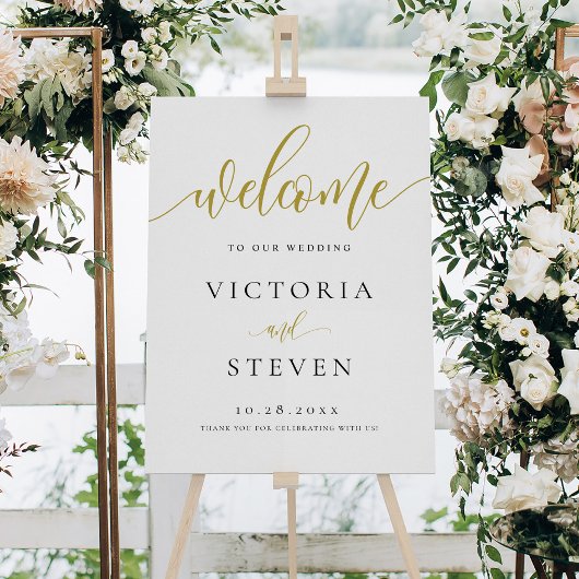 Poster Panneau Mariage de bienvenue de Calligraphy Gold