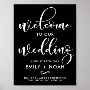 Poster Panneau Mariage de bienvenue de script élégant noi