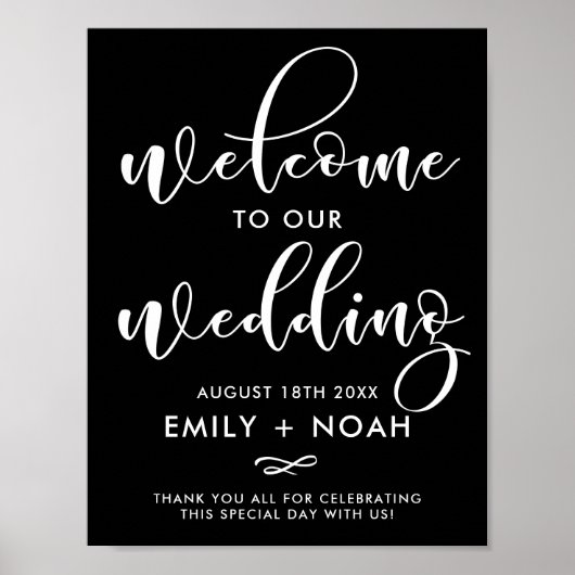 Poster Panneau Mariage de bienvenue de script élégant noi (Devant)