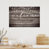Poster Panneau Mariage de bienvenue des feux de bois rust (Cuisine)