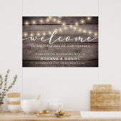 Poster Panneau Mariage de bienvenue des feux de bois rust (Cuisine)