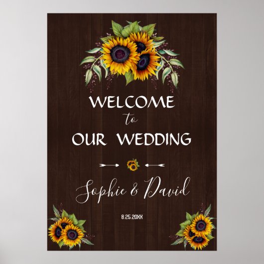 Poster Panneau Mariage de bienvenue des fleurs de soleil  (Devant)