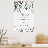Poster Panneau mariage de bienvenue du feuillage d'hiver (Cuisine)