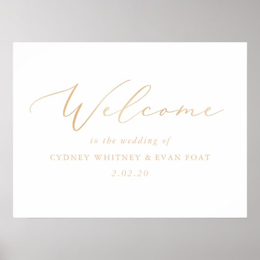 Poster Panneau Mariage de bienvenue du script or (Devant)