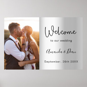 Poster Panneau mariage de bienvenue en argent