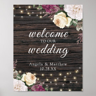 Poster Panneau Mariage de bienvenue en bois rustique