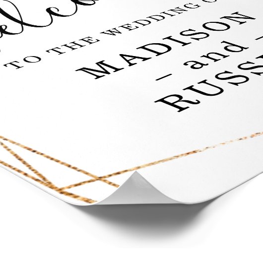 Poster Panneau Mariage de bienvenue Eucalyptus Cadre Or (Coin)