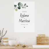 Poster Panneau Mariage de bienvenue Eucalyptus vert (Cuisine)