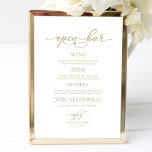 Poster Panneau Mariage de calligraphie or élégant Open Ba<br><div class="desc">Panneau Mariage de calligraphie or élégant Open Bar</div>