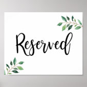 Poster Panneau Mariage de calligraphie verte réservée (Devant)