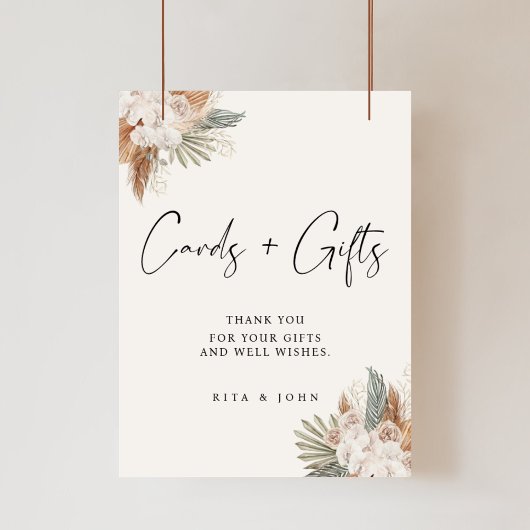 Poster Panneau Mariage de cartes et cadeaux floraux Boho 