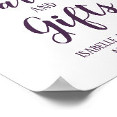 Poster Panneau Mariage de cartes et cadeaux floraux viole (Coin)