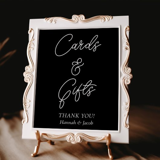 Poster Panneau Mariage de cartes et cadeaux noirs