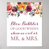 Poster Panneau Mariage de fleurs automnales bulles de bon (Devant)