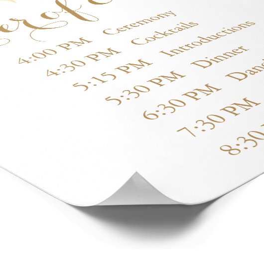 Poster Panneau Mariage de fleurs blanches or Ordre des év (Coin)