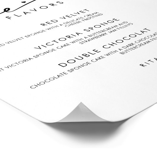 Poster Panneau Mariage de gâteau Chic Moderne Menu (Coin)