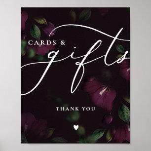 Poster Panneau Mariage de goth violet Calligraphie Cartes