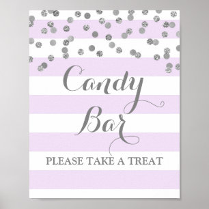 Poster Panneau Mariage de la barre de bonbons - Argent à