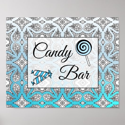 Poster Panneau Mariage de la barre de bonbons noir et ble (Devant)