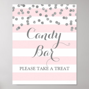 Poster Panneau Mariage de la barre de bonbons Stripes ros