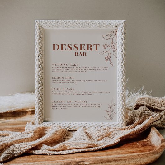 Poster Panneau Mariage de la barre de dessert