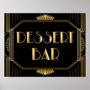 Poster Panneau Mariage de la barre de dessert Gatsby Ar
