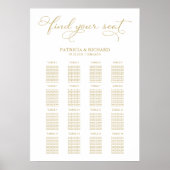 Poster Panneau mariage de la carte de siège Élégant Gold  (Devant)