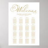 Poster Panneau mariage de la carte de siège Gold Foil (Devant)