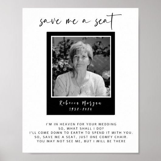 Poster Panneau Mariage de la photo moderne Sauvons un siè (Devant)