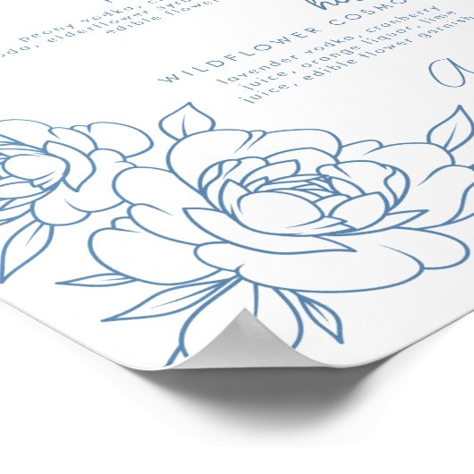 Poster Panneau Mariage de la signature Botanique Bleue Du (Coin)