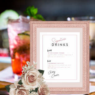 Poster Panneau Mariage de la signature noire du Rose Mage