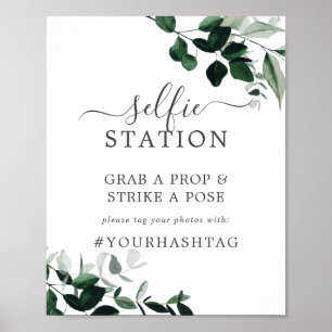 Poster Panneau Mariage de la station Selfie Emerald Green