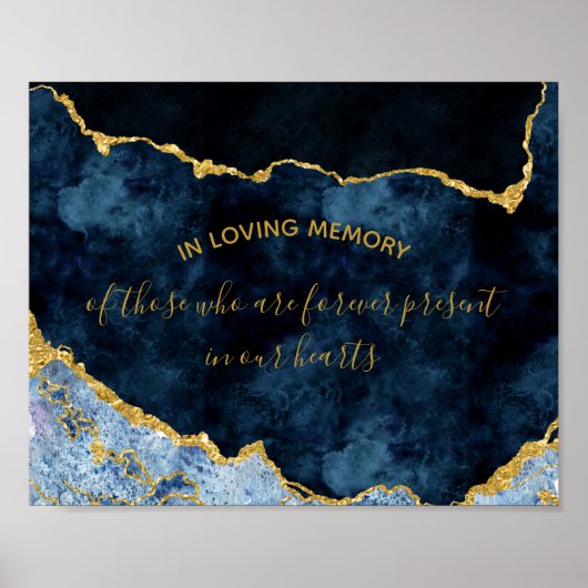 Poster Panneau Mariage de mémoire  Marine Blue Gold (Devant)