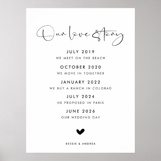 Poster Panneau Mariage de Modern Our Love Story (Devant)