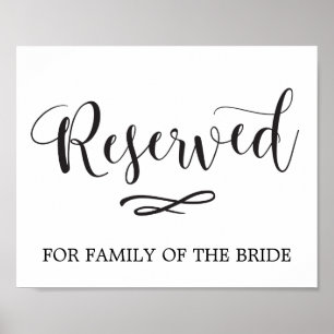 Poster Panneau Mariage de siège réservé Calligraphie simp