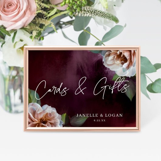 Poster Panneau Mariage de table florale rustique foncé + 