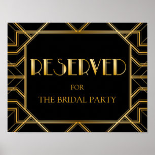 Poster Panneau Mariage de table réservée Gatsby Art Déc