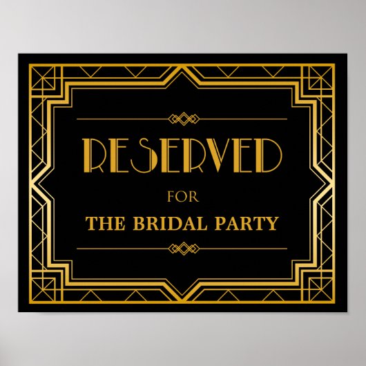 Poster Panneau Mariage de table réservée | Gatsby Art Déc (Devant)
