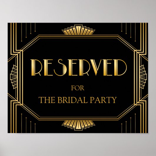 Poster Panneau Mariage de table réservée | Gatsby Art Déc (Devant)