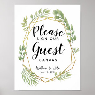 Poster Panneau mariage de toile de la feuille de verdure 