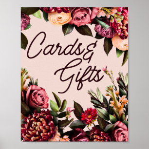 Poster Panneau Mariage des cartes et cadeaux floraux