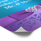 Poster Panneau Mariage des Coeurs Floraux Turquoises et p (Coin)