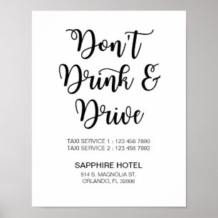 Poster Panneau Mariage d'information de taxi   Calligraph