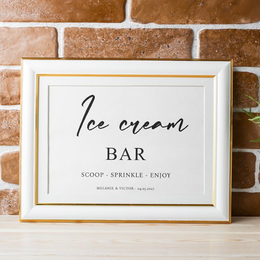 Poster Panneau Mariage du bar crème glacée