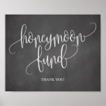 Poster Panneau Mariage du Chalkboard Honeymoon Fund<br><div class="desc">Ce panneau vintage à craie pour la lune de miel est parfait pour mettre près de votre boîte de fonds pour la lune de miel ou pot pour demander poliment de l'argent mariage!</div>