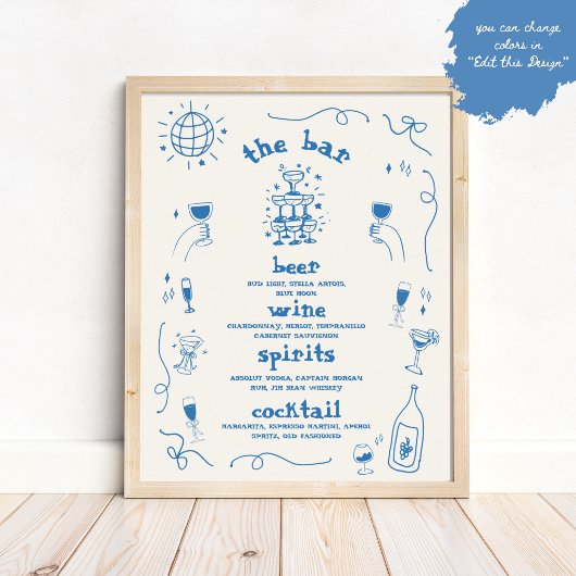 Poster Panneau Mariage du menu de la barre lunaire dessin