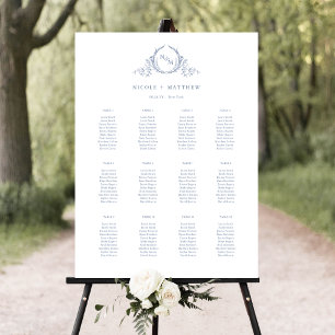 Poster Panneau Mariage du monogramme bleu poussiéreux