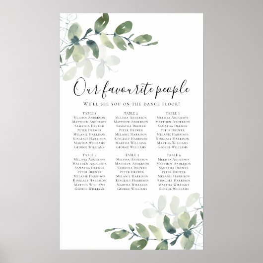 Poster Panneau Mariage du plan de siège Eucalyptus Mariag (Devant)