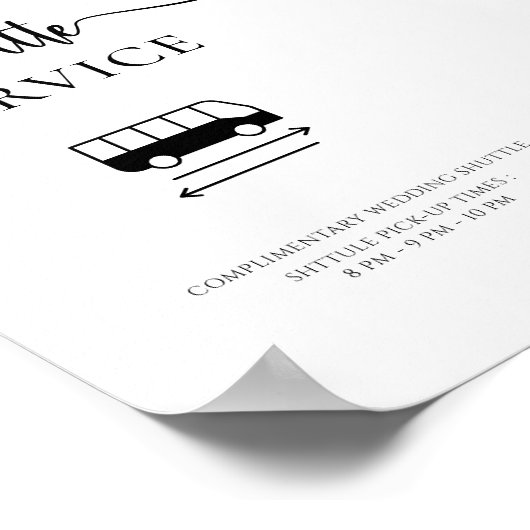 Poster Panneau Mariage du service de navette minimal mode (Coin)